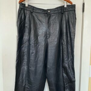 Men’s black leather pants. 40” waist x 30” long